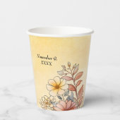 Herbst Wasserfarbe Flora Terracotta Pappbecher (Rückseite)