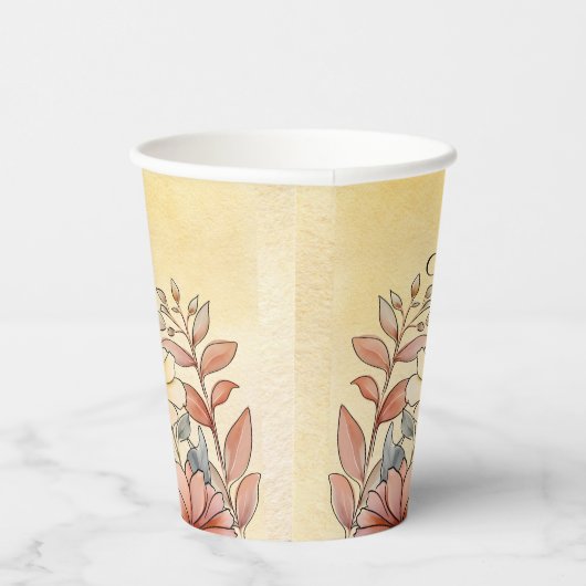 Herbst Wasserfarbe Flora Terracotta Pappbecher (Rechts)