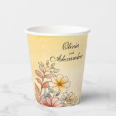 Herbst Wasserfarbe Flora Terracotta Pappbecher (Vorderseite)