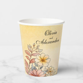 Herbst Wasserfarbe Flora Terracotta Pappbecher