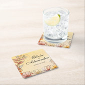 Herbst Wasserfarbe Flora Terracotta Rechteckiger Pappuntersetzer (Vor Ort)