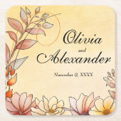 Herbst Wasserfarbe Flora Terracotta Rechteckiger Pappuntersetzer (Vorderseite)