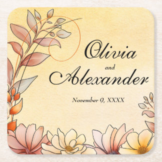 Herbst Wasserfarbe Flora Terracotta Rechteckiger Pappuntersetzer