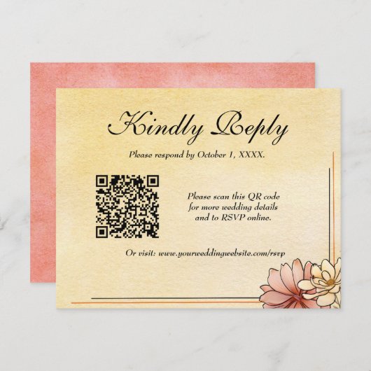 Herbst Wasserfarbe Flora Terracotta RSVP Karte (Vorne/Hinten)