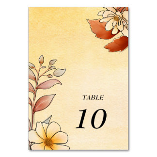 Herbst Wasserfarbe Flora Terracotta Tischnummer