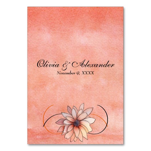 Herbst Wasserfarbe Flora Terracotta Tischnummer (Rückseite)