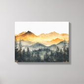 Herbst Wasserfarbe Kunst: Friedlicher Bergwald Leinwanddruck (Vorderseite)