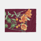 Herbst Wasserfarbe Orange Blumenburgund Fleecedecke (Vorderseite (Horizontal))