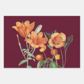 Herbst Wasserfarbe Orange Blumenburgund Geschenkpapier Set (Vorderseite 2)