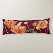 Herbst Wasserfarbe Orange Blumenburgund Seitenschläferkissen (Rückseite)
