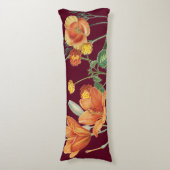 Herbst Wasserfarbe Orange Blumenburgund Seitenschläferkissen (Vorderseite Vertikal)