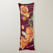 Herbst Wasserfarbe Orange Blumenburgund Seitenschläferkissen (Rückseite (Vertikal))