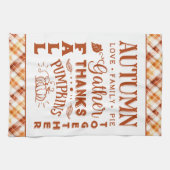 Herbst Wasserfarbe Orange Karierte Collage Geschirrtuch (Horizontal)