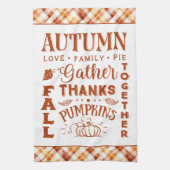 Herbst Wasserfarbe Orange Karierte Collage Geschirrtuch (Vertikal)