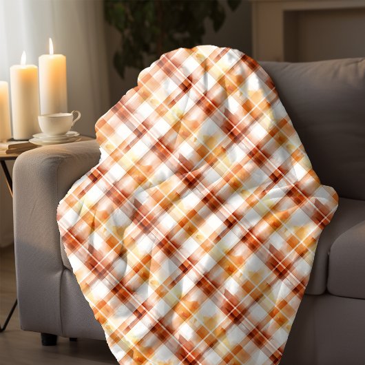 Herbst Wasserfarbe Orange Karomuster Fleecedecke