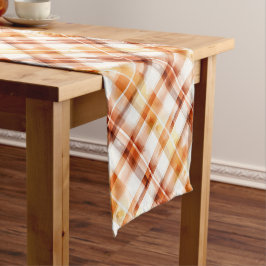 Herbst Wasserfarbe Orangefarbenes Kariertes Muster Kurzer Tischläufer