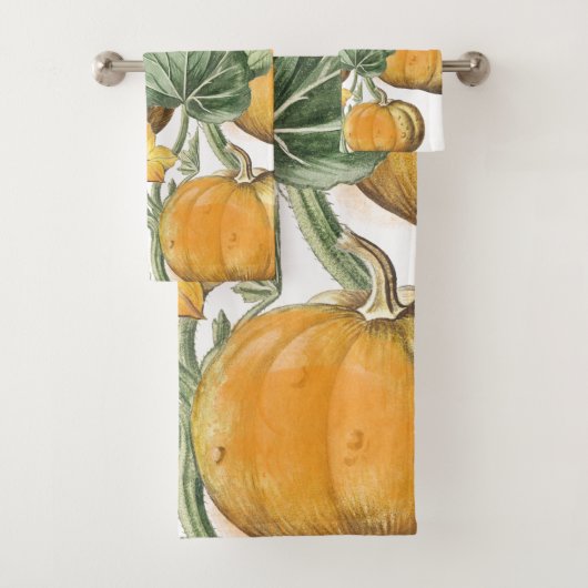 Herbst Wasserfarbe Vintage Pumpkins Badhandtuch Set (Insitu)