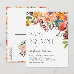 Herbst-Wasserfarben-Blumen-Herbststrauß-Baby-Brunc Einladungspostkarte