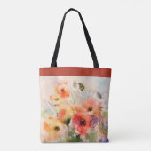 Herbst-Wasserfarben-Mohn-Monogramm Tasche (Rückseite)
