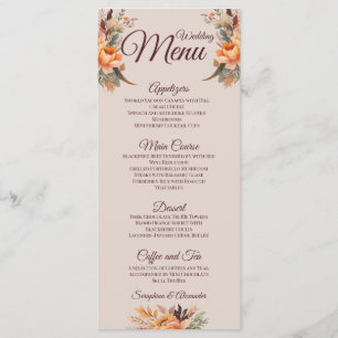 Herbst-Wasserfarben-Rustikale-Floral-Hochzeitsmenü Menükarte