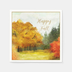 Herbst-Wasserfarbenbäume mit anpassbarem Text Serviette