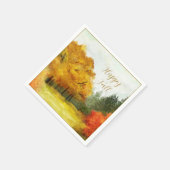 Herbst-Wasserfarbenbäume mit anpassbarem Text Serviette (Ecke)