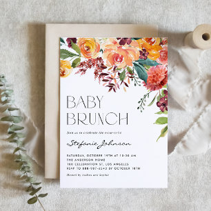 Herbst-Watercolor-Floral-Autumn-Baby-Brunch-QR-Cod Einladung