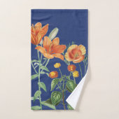 Herbst Watercolor Orange Floral Blau Badhandtuch Set (Handtuch)