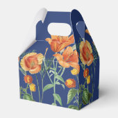 Herbst Watercolor Orange Floral Blau Geschenkschachtel (Rückseite)