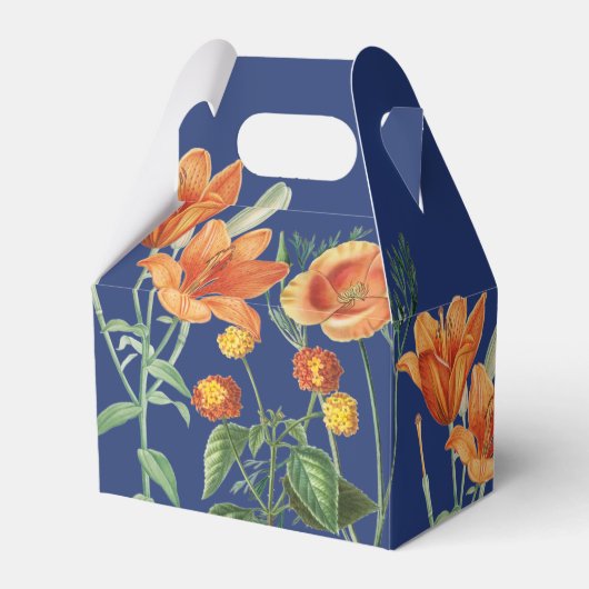 Herbst Watercolor Orange Floral Blau Geschenkschachtel (Vorderseite)