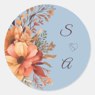 Herbst-Watercolor-Rustikale Florale Monogramm-Hoch Runder Aufkleber