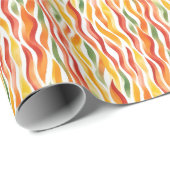 Herbst Wavy Lines auf Weiß Geschenkpapier (Rolleneckpunkt)