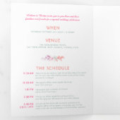 Herbst Weinkorallenroter Salbei Hochzeit in Aquare Dreifach Gefaltete Einladung (Innen Erste Seite)