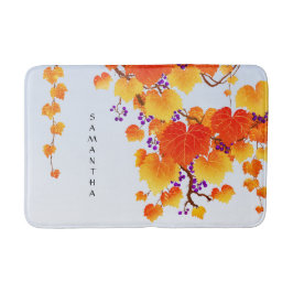Herbst Weinrebe Orange Blätter Bath Mat Badematte