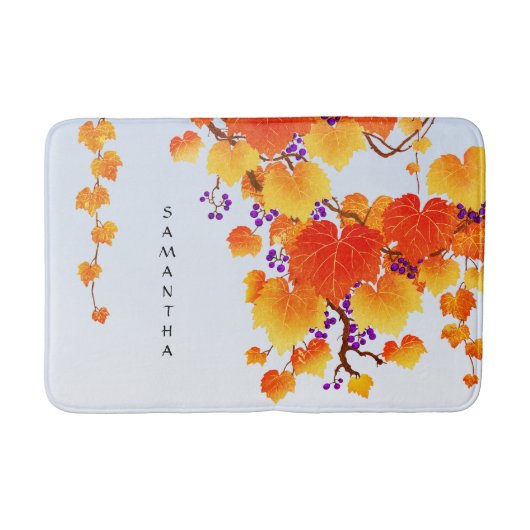 Herbst Weinrebe Orange Blätter Bath Mat Badematte (Vorderseite)