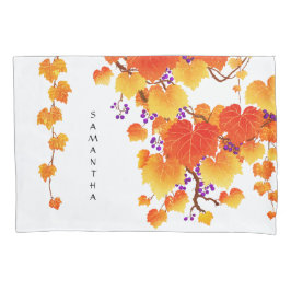 Herbst Weinrebe Orange Gold Blätter Kissenbezug