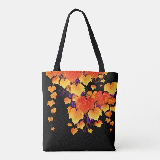 Herbst Weinrebe Orange Gold Blätter Tasche (Rückseite)