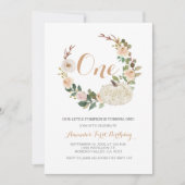 Herbst Weißer Glitzer Pumpkin Geburtstag Einladung (Vorderseite)