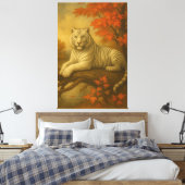 Herbst Weißer Tiger – Fine Art Leinwand (Insitu (Schlafzimmer))