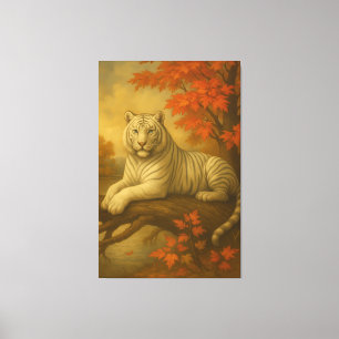 Herbst Weißer Tiger – Fine Art Leinwand