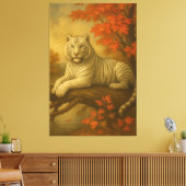 Herbst Weißer Tiger – Fine Art Leinwand (Insitu (Wohnzimmer))