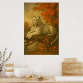 Herbst Weißer Tiger – Fine Art Leinwand Poster (Küche)