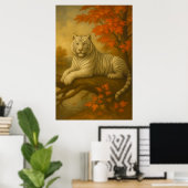 Herbst Weißer Tiger – Fine Art Leinwand Poster (Heimbüro)