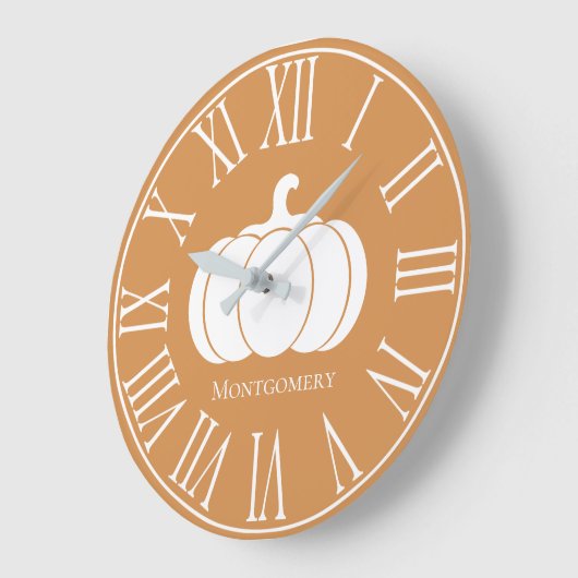 Herbst Weißkürbis-Silhouette Große Wanduhr (Winkel)