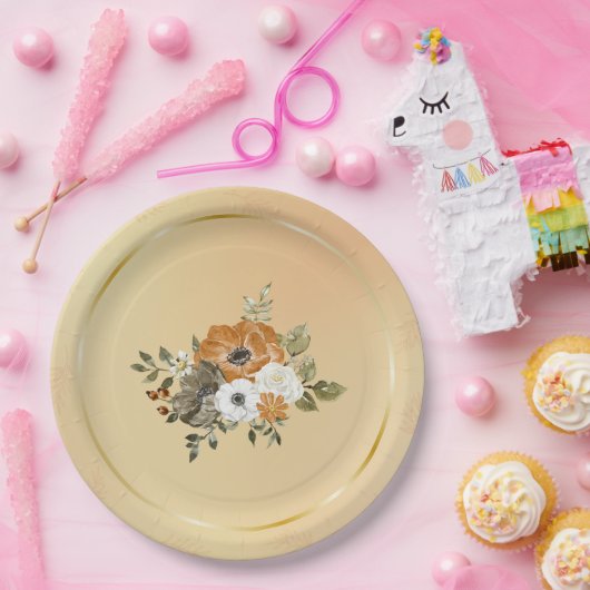 Herbst Weißrost-Blume Pappteller (Party)