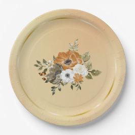 Herbst Weißrost-Blume Pappteller