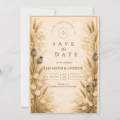 Herbst-Weizen Botanische Hochzeit Save The Date (Vorderseite)