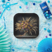 Herbst Weizenhalme und Mum Bouquet Pappteller (Party)