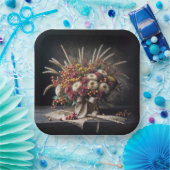 Herbst Weizenhalme und Mum Bouquet Pappteller (Party)