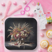 Herbst Weizenhalme und Mum Bouquet Pappteller (Party)